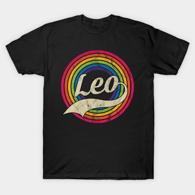 Leo - Retro Rainbow Faded-Style T-Shirt by MaydenArt